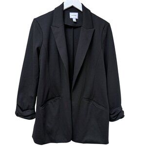 Nine West Womens Blazer Size Medium Black Stretch Ponte Knit Career Jacket
